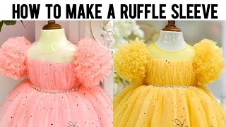 How to make a ruffle net sleeve cutting and stitching beginner’s friendly rufflesleeves [upl. by Enelegna569]