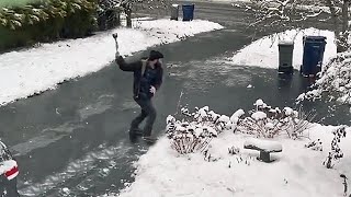 PEOPLE VS ICY DRIVEWAY FUNNY MOMENTS [upl. by Tracie640]