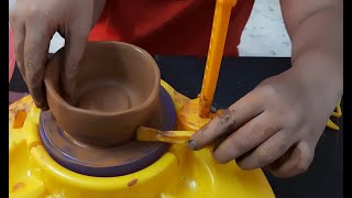 DIY  Potters Wheel for Kids and Beginners  How to make Pots out of CLAY [upl. by Denison693]