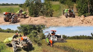 The Best shipping tractors Kubota RT 140 and Kubota harvester CD70 rice agricultural skill [upl. by Duj298]