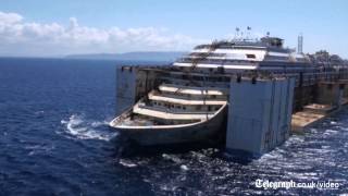 Timelapse of Costa Concordia towed to Genoa for scrapping [upl. by Leibman]