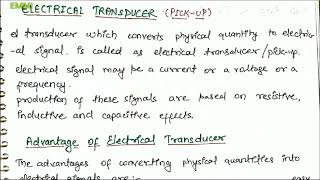 Transducer  Lecture 5  Electrical Transducer  Advantages of electrical transducer [upl. by Maiocco]