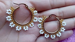 Candongas fácil de hacer para principiantes Aretes tejidos con Mostacillas tutorial [upl. by Kosak]