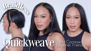 EASY QUICK WEAVE  BRAIDLESS Install [upl. by Anitsirk882]