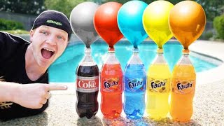 500 WATER BALLOONS vs COKE AND MENTOS EXPLODING [upl. by Lyrad148]