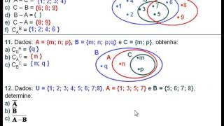 19 Conjuntos Exercícios 10 11 e 12 Complementar e Subtração [upl. by Stichter]