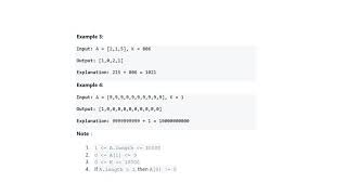 Add to ArrayForm of Integer  JAVA [upl. by Zsolway121]