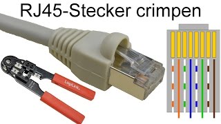 RJ45 Stecker auf Patchkabel crimpen RJ45 Netzwerkstecker aufbringen [upl. by Trinidad]