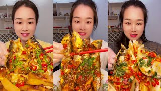 Eating Spicy Big Fish Fry Mukbang  Eating Fish Curry  Fried Fish Head  ASMR eating videos [upl. by Katherin404]