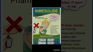 Nimesulide is Prohibited for use in children below the age of 12 years pharmacovigilancetrending [upl. by Aneet]