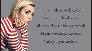 Miley Cyrus  WRECKING BALL Lyrics [upl. by Amalia377]