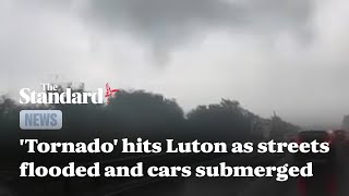 UK weather tornado hits Luton as streets flooded and cars submerged outside London [upl. by Pressey771]