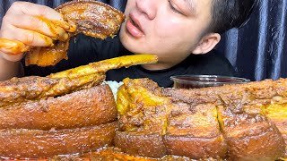 EATING DELICIOUS HUGE PORK BELLY amp PORK RIBS JUICY PORK CURRY EXTRA GRAVY  NORTHEAST INDIA 🇮🇳 [upl. by Onaicilef]