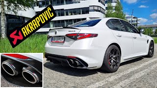 Alfa Romeo Giulia Quadrifoglio Akrapovic Exhaust Sound 4K  Revs Cold Start Acceleration [upl. by Ialocin]