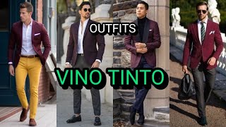 OUTFITS con BLAZER y SACO VINO TINTO y rojos oscuros para hombre [upl. by Anaujik]