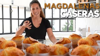 Magdalenas caseras esponjosas sin manteca en 1 solo paso Sin usar batidora receta económica [upl. by Savage]