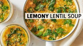 LEMONY LENTIL amp CHICKPEA SOUP  from my healthy meal prep cookbook [upl. by Schwerin]