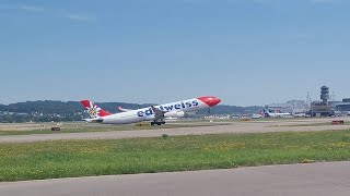 Very Heavy Edelweiss A340300 takeoff at Zurich ZRHLSZH [upl. by Llert]