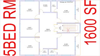 HOUSE PLAN DESIGN  EP 02  1600 SQUARE FEET 5 BEDROOMS HOUSE PLAN  LAYOUT PLAN [upl. by Williamsen]