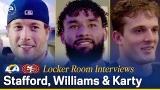 Matthew Stafford Kyren Williams amp Joshua Karty React To Win Over 49ers  Locker Room Interviews [upl. by Sliwa]