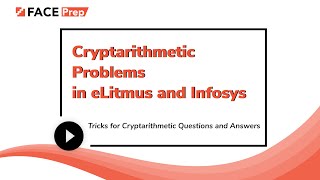 Cryptarithmethic Problems in eLitmus and Infosys  Tricks for Cryptarithmetic Questions and Answers [upl. by Latvina]