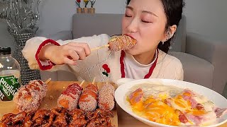 amiami cream tteokbokki chicken feet and korean corndogs bites only [upl. by Daye]