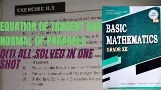 Class 12 eqof tangent to parabola exercise 83 part 1Q1 all solved [upl. by Idnew]