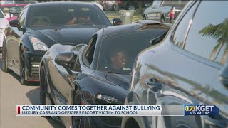 Community stands with bullying victim with donations driving to school in luxury [upl. by Demeyer879]