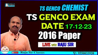 TS GENCO chemist  TS GENCO EXAM DATE PREVIOUS PAPER  Raju Sir Classes [upl. by Ahcsrop]