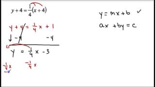 Converting Point Slope to slope int and standard form [upl. by Ikoek776]