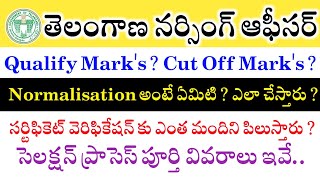 Telangana Nursing Officer Qualification Marks Cut Off Marks Normalisation Process  TG Staff Nurse [upl. by Norrabal]