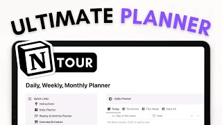 ULTIMATE Daily Weekly Monthly Planner with Notion  AllInOne Template Tour [upl. by Anirtac]