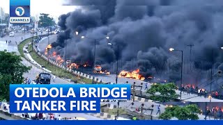 Lagos Fire Fuel Laden Tanker Explodes On Otedola Bridge [upl. by Reilamag]