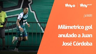 ¡VAR El milimétrico gol que le anularon a Juan José Córdoba en el Cali vs Alianza Petrolera [upl. by Cirdet]