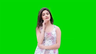 Girl thinking green screen video  green screen footage [upl. by Ariaic112]