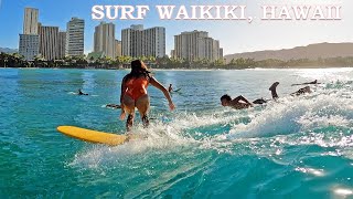 WAIKIKI Surfing Raw  POV Surf in HAWAII [upl. by Petigny]