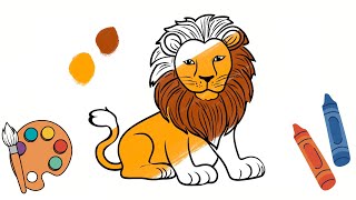 Easy Lion Drawing for Kids  StepbyStep Tutorial with Color and Create [upl. by Nerin298]