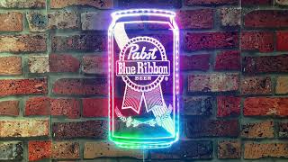 Pabst Blue Ribbon PBR Neon RGB Edge Lit LED Sign [upl. by Thetos]