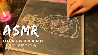 ASMR chalkboard drawing an illustration a flower growing from a heart chalkboard soundno talking [upl. by Nisior]