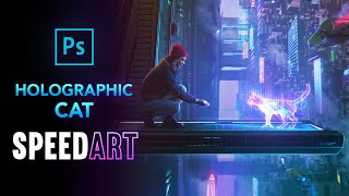 Create a HOLOGRAPHIC CAT in PHOTOSHOP [upl. by Norean]