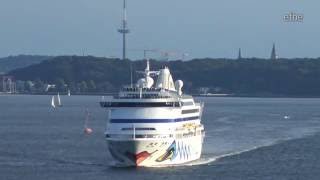 AIDAaura in der Kieler Förde im Abendlicht  Sailaway Kiel 29062016  4K [upl. by Anires10]