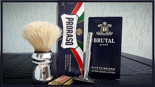 💈💙 Proraso Blue Protective Shaving Cream Brutal Grand Aftershave Lotion King C Gillette Razor 💙💈 [upl. by Herzig]