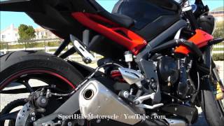 SportBike Motorcycle 2013 Triumph Street Triple R 675cc Walk Around Stock Exhaust Sound [upl. by Karrah]