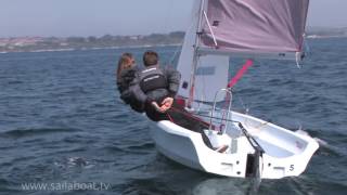 How to Sail  How to tack turn around a two person sailboat [upl. by Ylek]