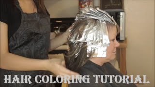 Hair Coloring Tutorial Foils amp All over color [upl. by Onoitna]