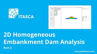 2D Homogeneous Embankment Dam Analysis Part 2  FLAC2D  ITASCA Software Academy [upl. by Atsugua]