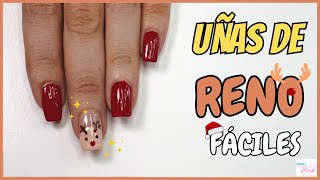 Uñas de RENO fáciles para navidad [upl. by Jehanna]