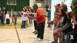 Ickey Woods attends schools Bengals pep rally [upl. by Inihor]