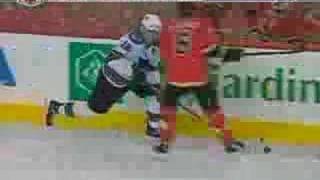 Flames Cory Sarich destroys Partick Marleau Better version [upl. by Oeht]