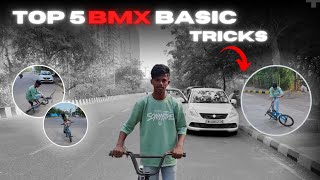 Top 5 BMX basic tricks in hindi easy tricks bmx cycle stunt tutorial video practice karo guys [upl. by Enyar508]